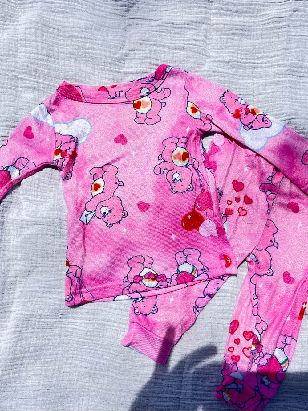 vintage style Care Bears Pink Heart Print Pajama Set